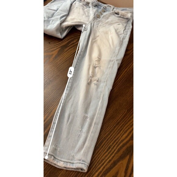 Kancan Signature Jeans Kurvy Mid-rise Ankle Skinny Size 27 Distressed Light Wash - Picture 8 of 16